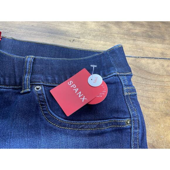 SPANX Jeans Womens Large Tall Blue Flare High Rise Pull On Stretch NWT - Picture 4 of 11